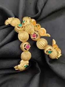 The Pari Set Of 2 Gold-Plated Stone-Studded Bangles