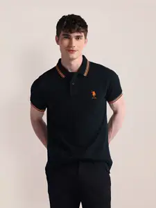 U.S. Polo Assn. Men Solid Polo Collar Cotton Slim Fit T-Shirt