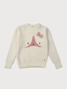 Gini and Jony Girls Animal Printed Pullover with Applique Detail