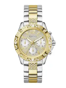 GUESS Women Embellished Dial & Stainless Steel Bracelet Style Straps Analogue Watch GW0771L3