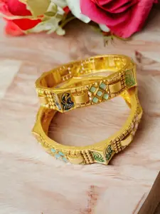 The Pari Set Of 2 Gold-Plated Stone-Studded Bangles