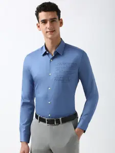 Peter England Men Spread Collar Solid Cotton Slim Fit Formal Shirt