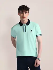 U.S. Polo Assn. Men Solid Polo Collar Cotton Slim Fit T-Shirt