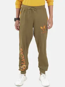KiddoPanti Boys Printed Pure Cotton Mid Rise Joggers