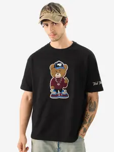 The Souled Store Men Graphic Printed Round Neck Cotton Oversized T-Shirt
