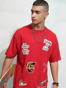 HIGHLANDER Men Typography Printed Round Neck Drop-Shoulder Oversized T-shirt
