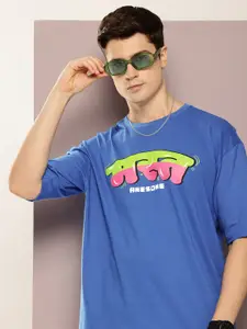 Kook N Keech Typography Printed Drop-Shoulder Sleeves Pure Cotton Oversized T-shirt