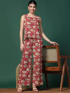FASHION DREAM Printed Sleeveless Top With Trouser
