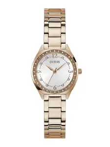 GUESS Women Embellished Dial & Stainless Steel Bracelet Style Straps Analogue Watch GW0767L3
