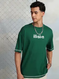 HIGHLANDER Typography Printed Round Neck Cotton Oversized T-shirt