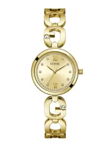 GUESS Women Embellished Dial & Stainless Steel Bracelet Style Straps Analogue Watch GW0759L2
