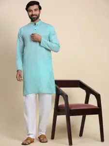 Pro-Ethic STYLE DEVELOPER Geometric Woven Design Pure Cotton Straight Kurta with Pyjamas