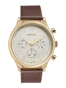 Sonata Men Dial & Leather Straps Analogue Watch 77146YL01