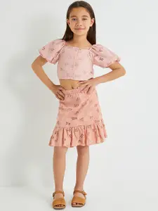 Koton Girls Self Design Knee Length Skirt