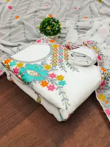 APNISHA Floral Embroidered Sequinned Silk Georgette Unstitched Dress Material