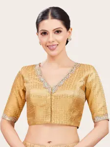 Studio Shringaar Embroidered V-Neck Saree Blouse