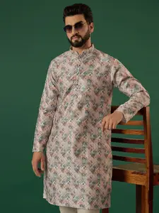 Anouk Geometric Printed Mandarin Collar Straight Kurta