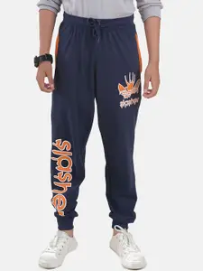 KiddoPanti Boys Printed Pure Cotton Mid Rise Joggers