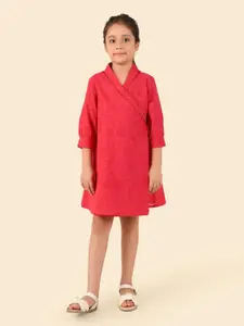 Fabindia Girls Geometric Printed Wrap Dress