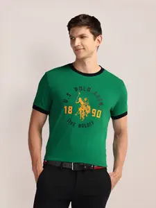 U.S. Polo Assn. Men Typography Printed Round Neck Cotton Slim Fit T-Shirt