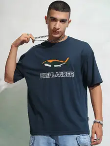 HIGHLANDER Men Typography Printed Applique T-shirt