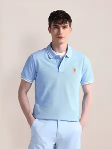 U.S. Polo Assn. Men Solid Polo Collar Cotton Slim Fit T-Shirt