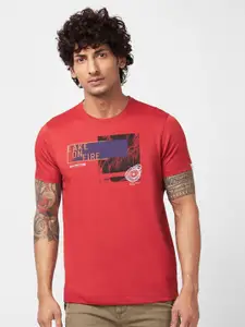 SPYKAR Graphic Printed Slim Fit Cotton T-Shirt