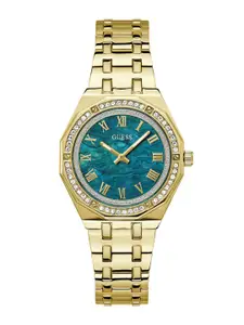GUESS Women Embellished Dial & Stainless Steel Bracelet Style Straps Analogue Watch GW0770L2
