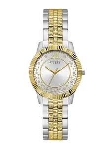 GUESS Women Mother of Pearl Dial & Stainless Steel Bracelet Style Straps Analogue Watch GW0765L1