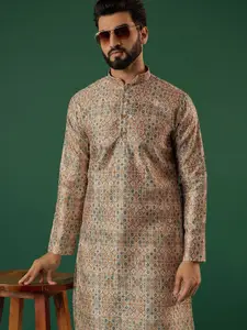 Anouk Geometric Woven Design Mandarin Collar Straight Kurta