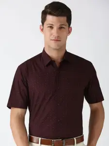 Peter England Men Spread Collar Micro Ditsy Printed Cotton Formal Shirt