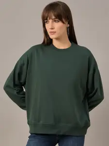 The Roadster Lifestyle Co Women Solid Round Neck Sweatshirt