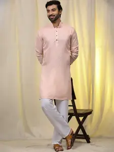 Pro-Ethic STYLE DEVELOPER Geometric Woven Design Pure Cotton Straight Kurta with Pyjamas