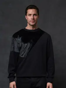 RARE RABBIT Men Solid Round Neck Sweatshirt