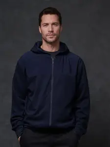 RARE RABBIT Men Solid Hooded Sweatshirt