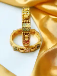 The Pari Set Of 2 Gold Plated Stone Studded Bangles
