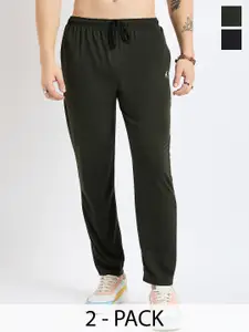 Modeve Men Pack Of 2 Cotton Relaxed-Fit Mid-Rise Track Pants