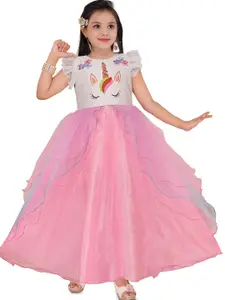 BAESD Girls Unicorn Floral Printed Gown Maxi Dress