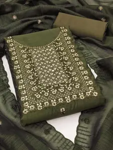 Peachmode Floral Embroidered Mirror Work Unstitched Dress Material