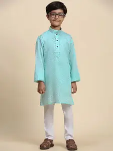 Pro-Ethic STYLE DEVELOPER Boys Geometric Printed Pure Cotton Straight Kurta With Pyjamas