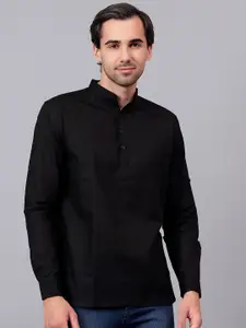 Yugnik Mandarin Collar Roll-Up Sleeves Pure Cotton Short Kurta
