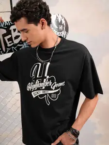 HIGHLANDER Typography Puff Printed Round Neck Oversized T-shirt