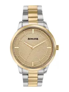 Sonata Men Dial & Stainless Steel Bracelet Style Straps Analogue Watch 77148BM01