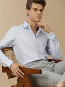 Aldeno Men India Slim Spread Collar Textured Cotton Slim Fit Formal Shirt