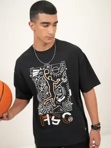 HIGHLANDER Puff Printed Graphic Printed Dropshoulder Oversized T-shirt