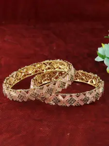 LAVAZZA Set of 2 American Diamond & Cubic Zirconia Studded Bangles