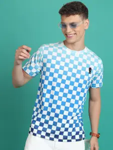 HIGHLANDER Checked Round Neck Slim Fit T-shirt