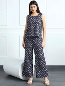 FASHION DREAM Printed Sleeveless Top With Trouser