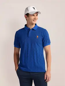 U.S. Polo Assn. Men Floral Printed Polo Collar Cotton Slim Fit T-Shirt