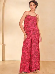 Global Desi Printed Shoulder Straps Top & Palazzo